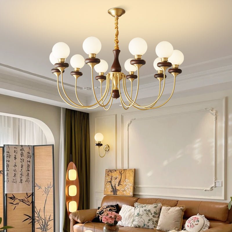 Cotheor Vintage Kronleuchter aus Holz und Glas im traditionellen Stil