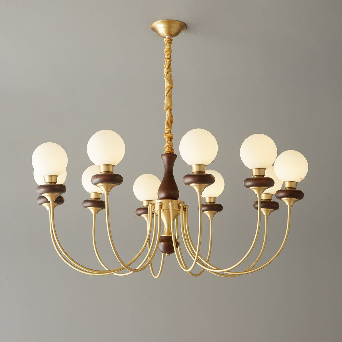 Cotheor Vintage Kronleuchter aus Holz und Glas im traditionellen Stil