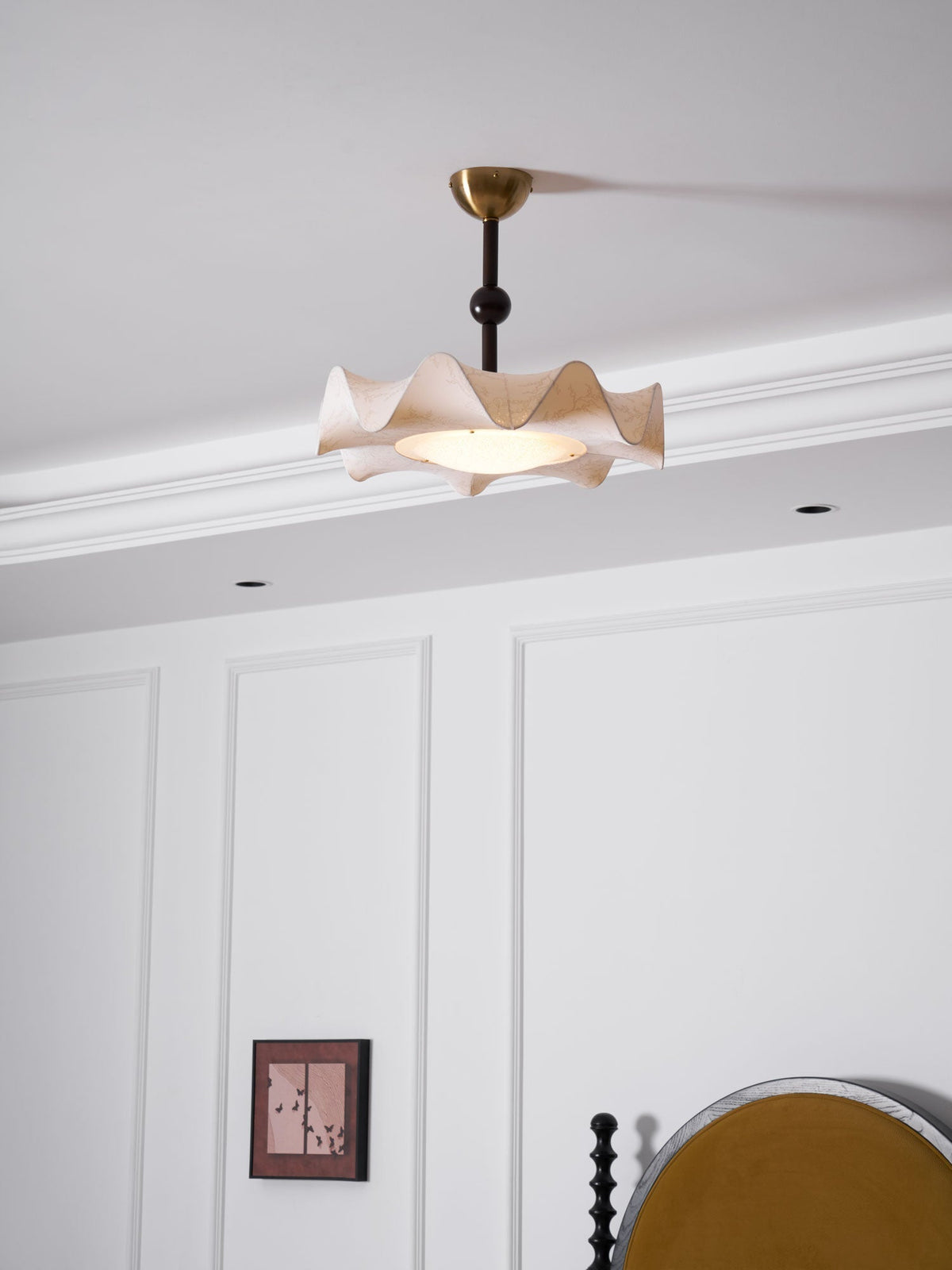 Avlorus traditionelle Premium-Eleganz Deckenleuchte aus Holz und Stoff