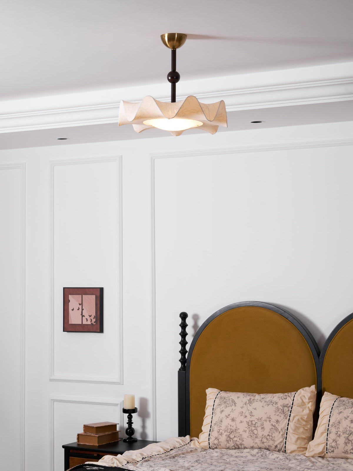 Avlorus traditionelle Premium-Eleganz Deckenleuchte aus Holz und Stoff