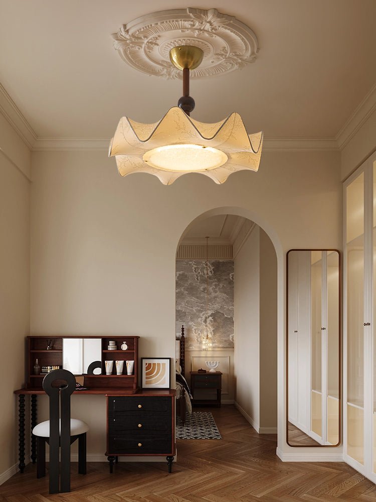 Avlorus traditionelle Premium-Eleganz Deckenleuchte aus Holz und Stoff