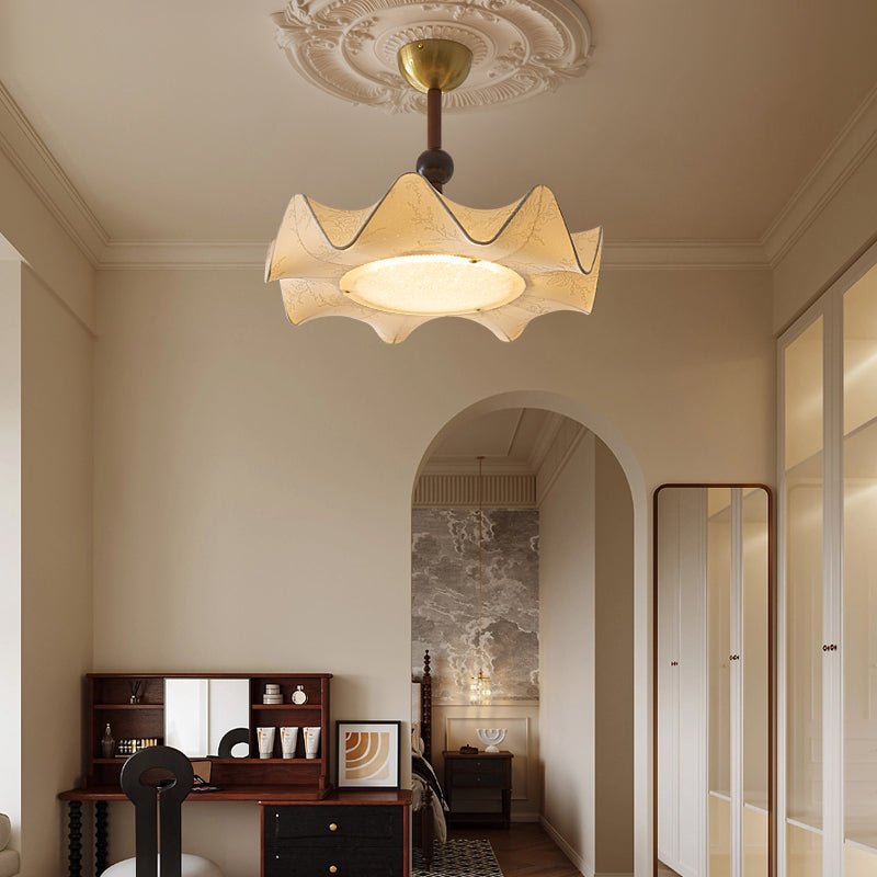 Avlorus traditionelle Premium-Eleganz Deckenleuchte aus Holz und Stoff