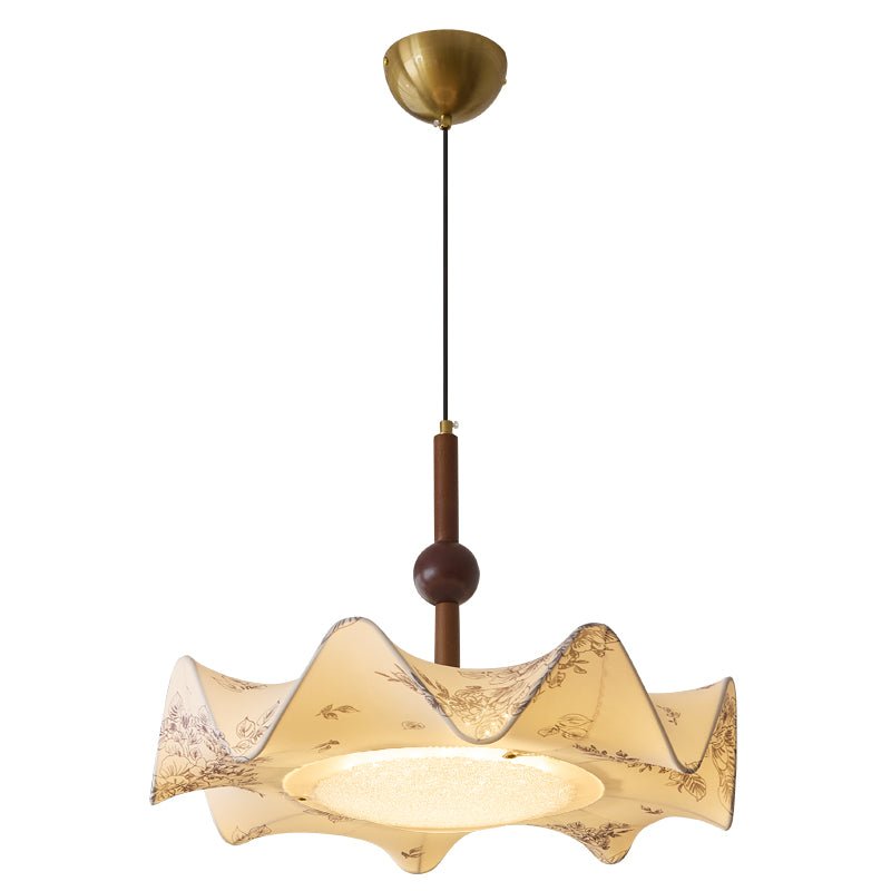 Zoshaos Traditionelle Eleganz Vintage-Stoff-Holz-Pendelleuchte