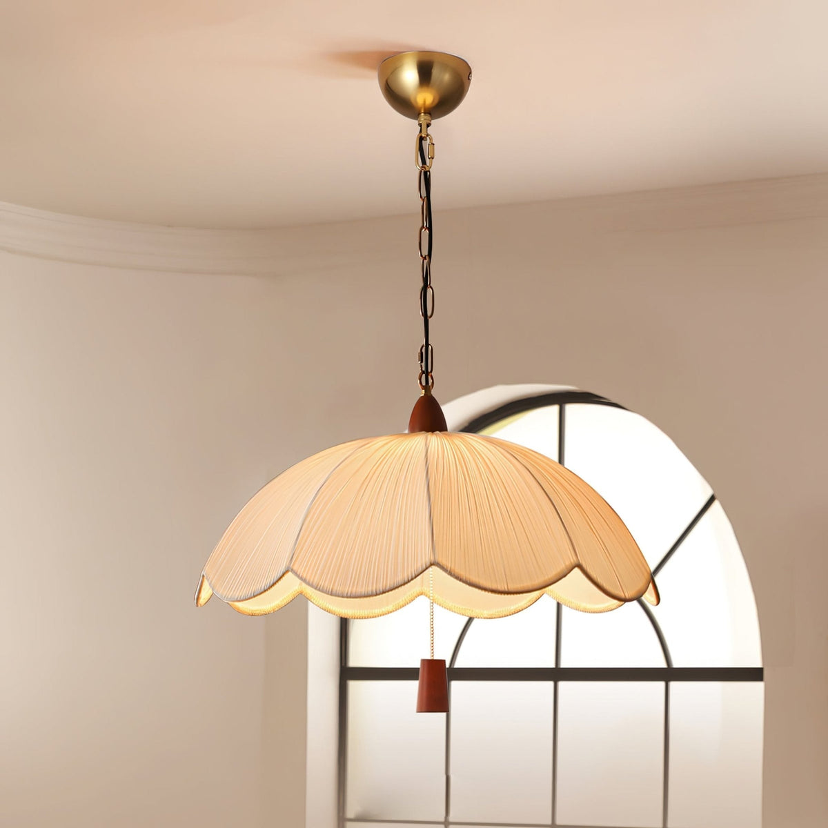 Vephael Art Nouveau Stoff-Pendelleuchte