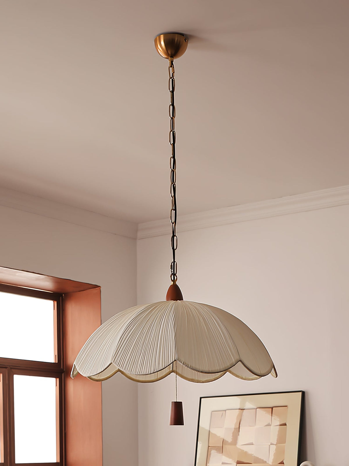 Vephael Art Nouveau Stoff-Pendelleuchte