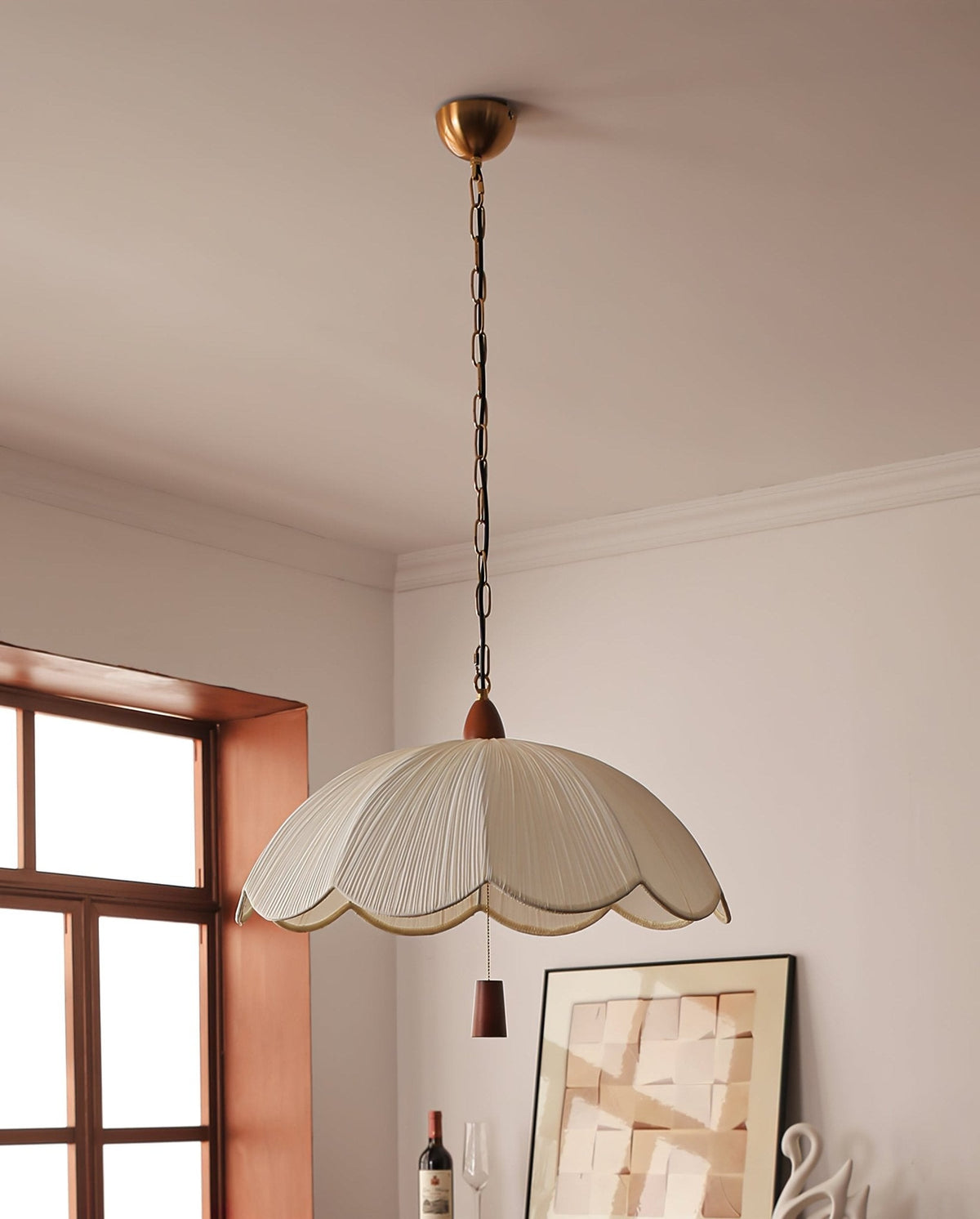 Vephael Art Nouveau Stoff-Pendelleuchte