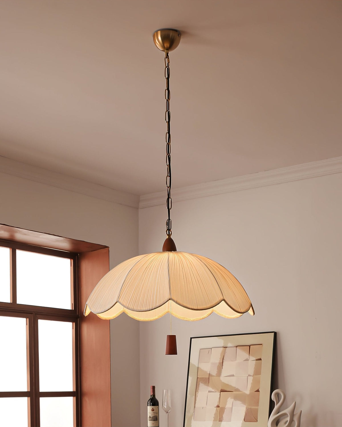 Vephael Art Nouveau Stoff-Pendelleuchte