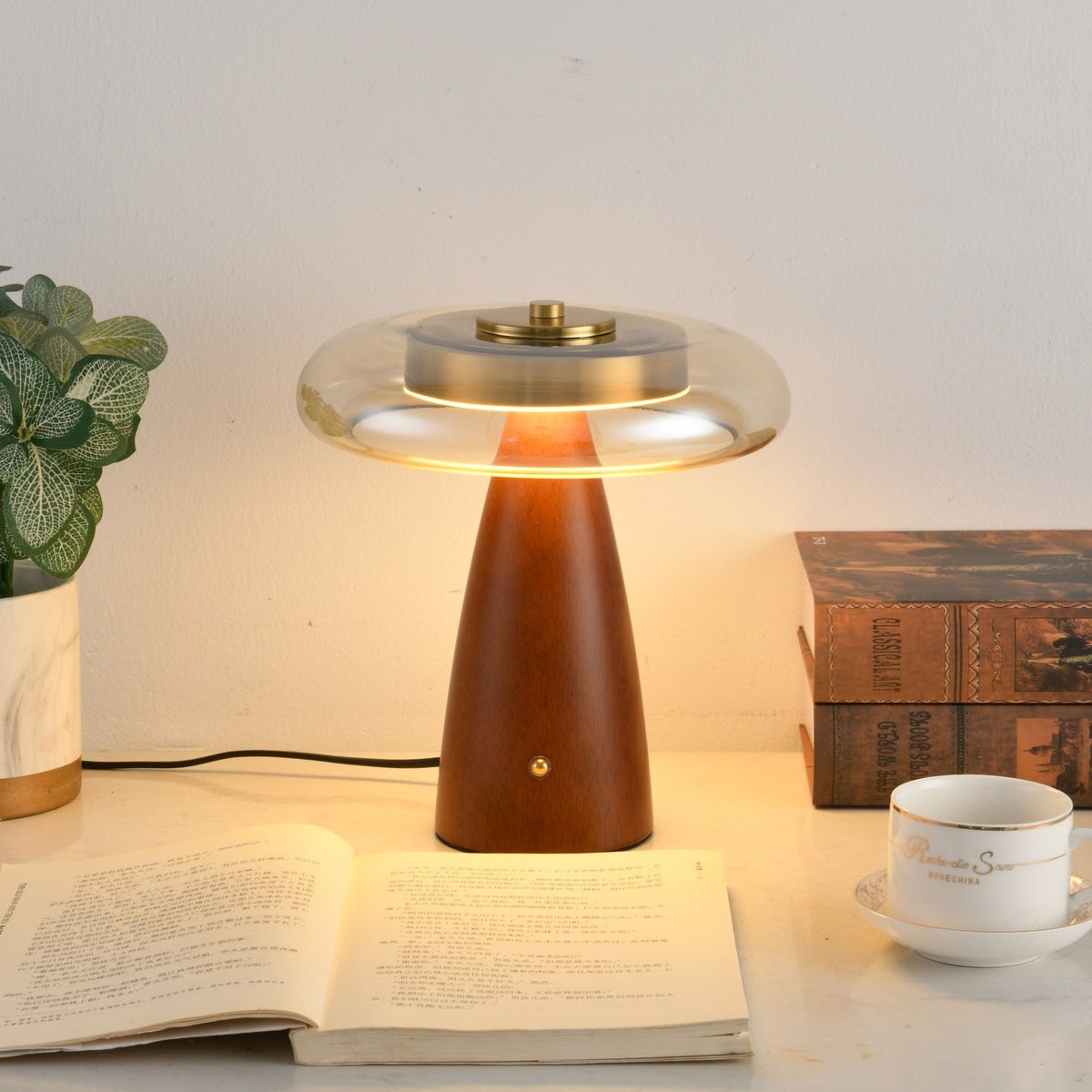 Mushroom Retro-Glas-Tischlampe