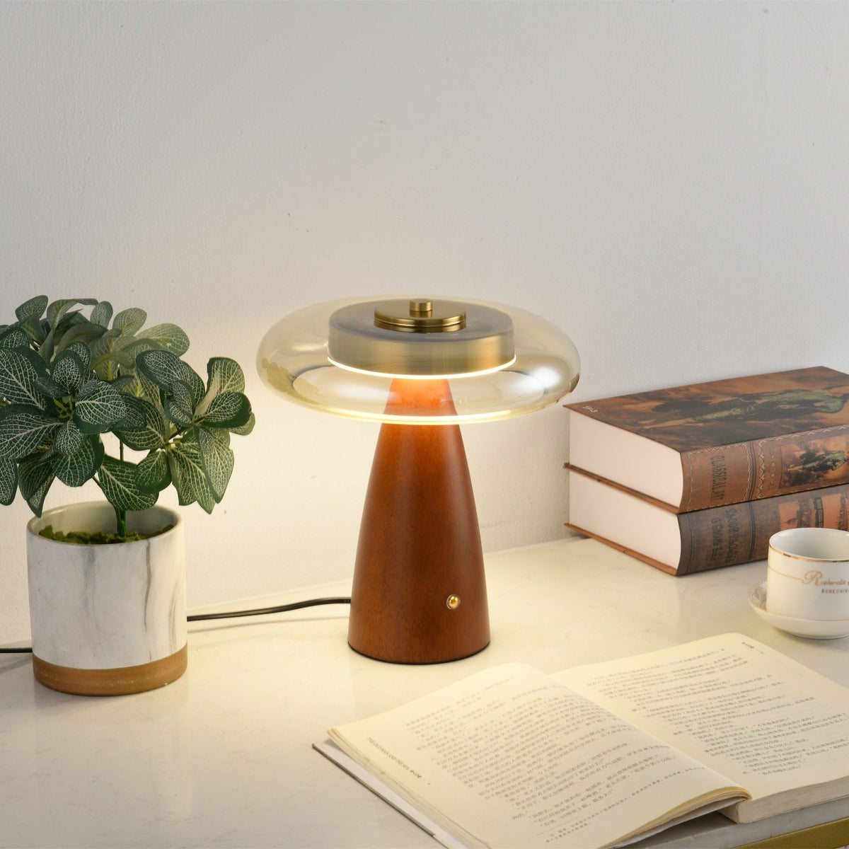 Mushroom Retro-Glas-Tischlampe