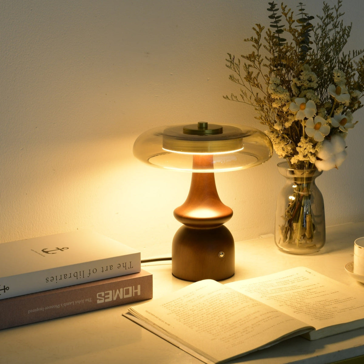 Mushroom Retro-Glas-Tischlampe