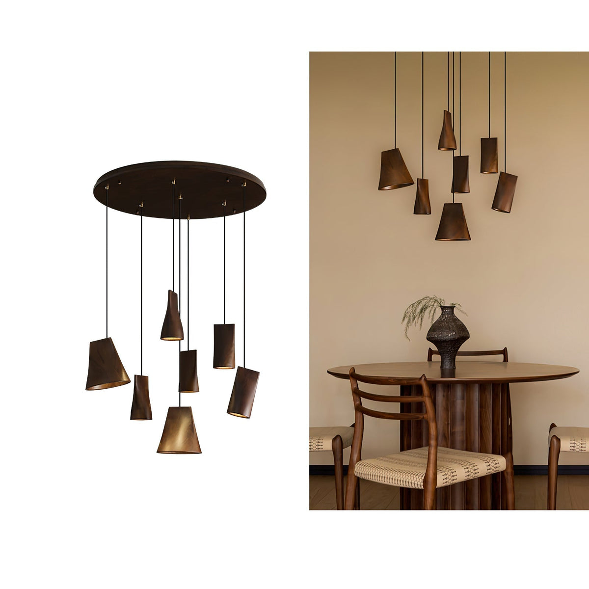 Ivarara asymmetrische Pendelleuchte aus Holz