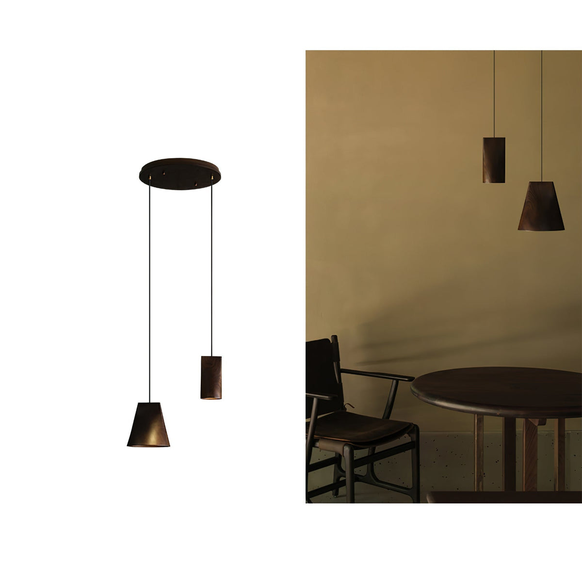Ivarara asymmetrische Pendelleuchte aus Holz