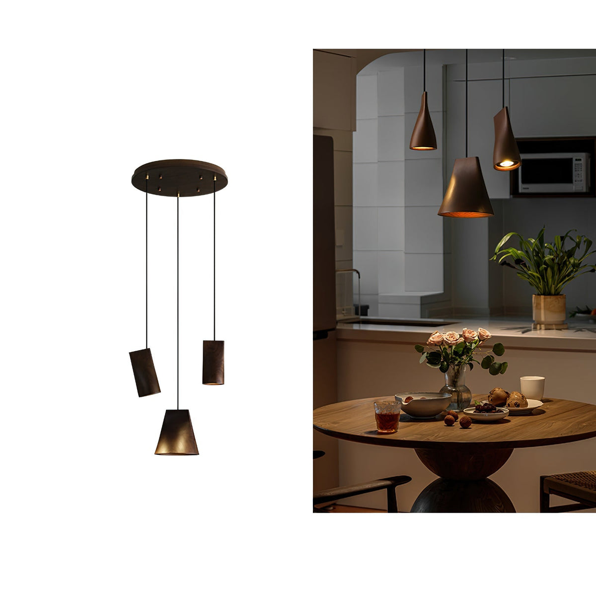 Ivarara asymmetrische Pendelleuchte aus Holz