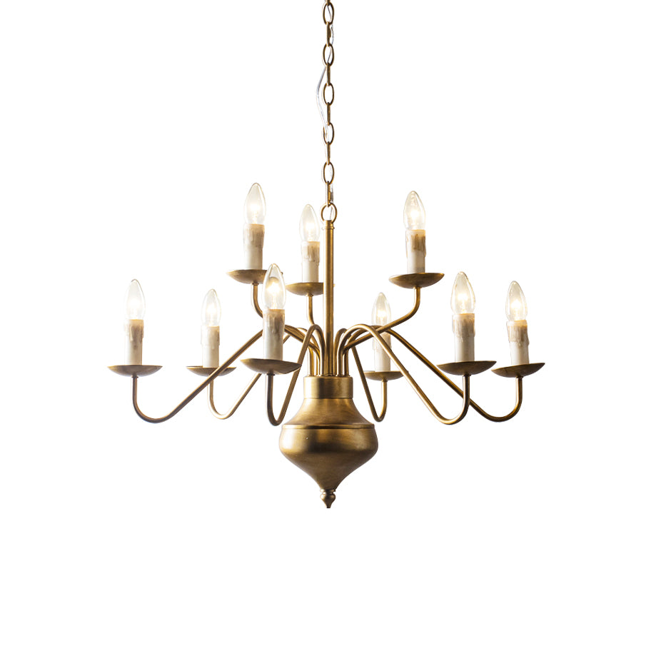 Blikuvyu Vintage Industrial Kronleuchter aus Metall in Messing
