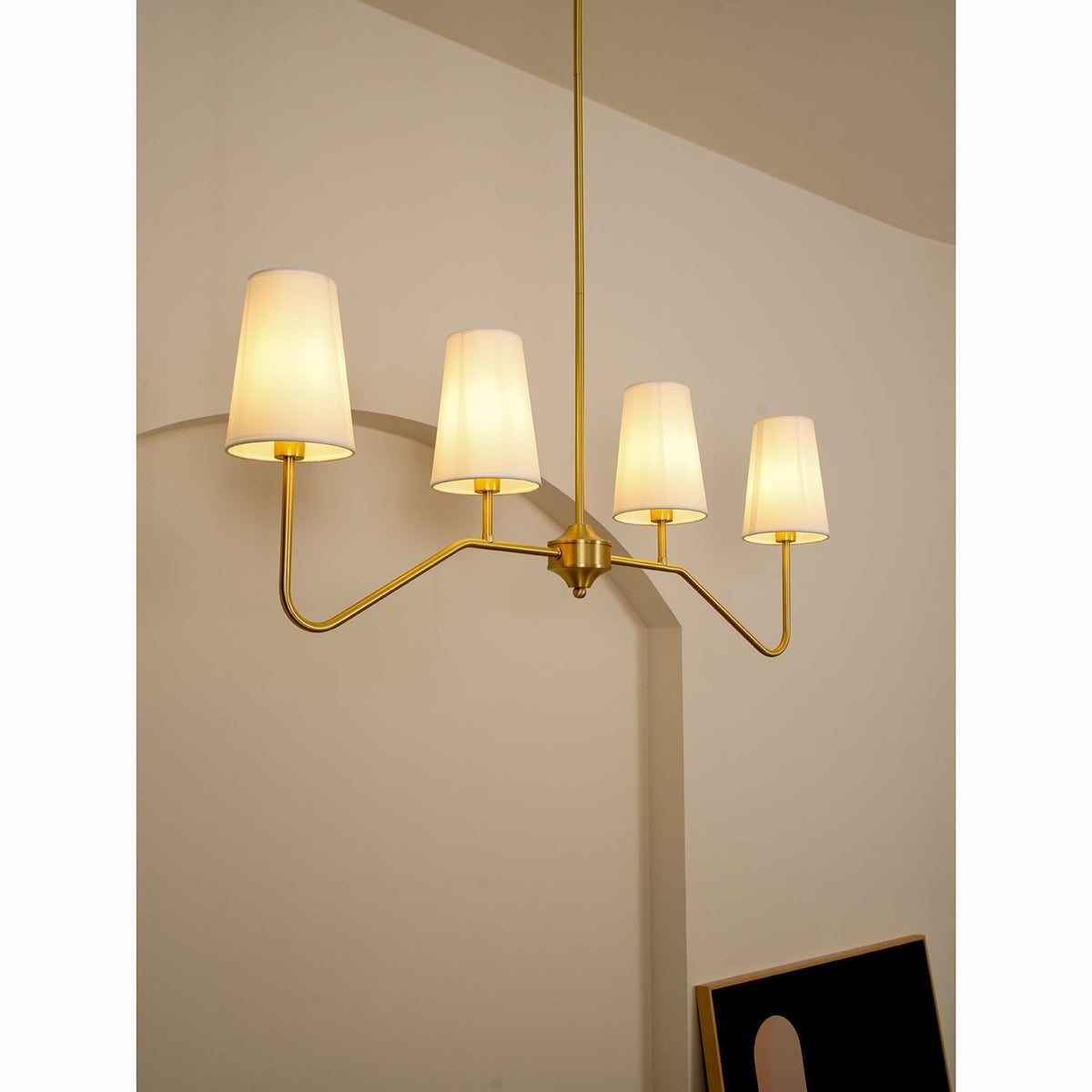 Oriinissa Kronleuchter Messing gebogen Beige linear