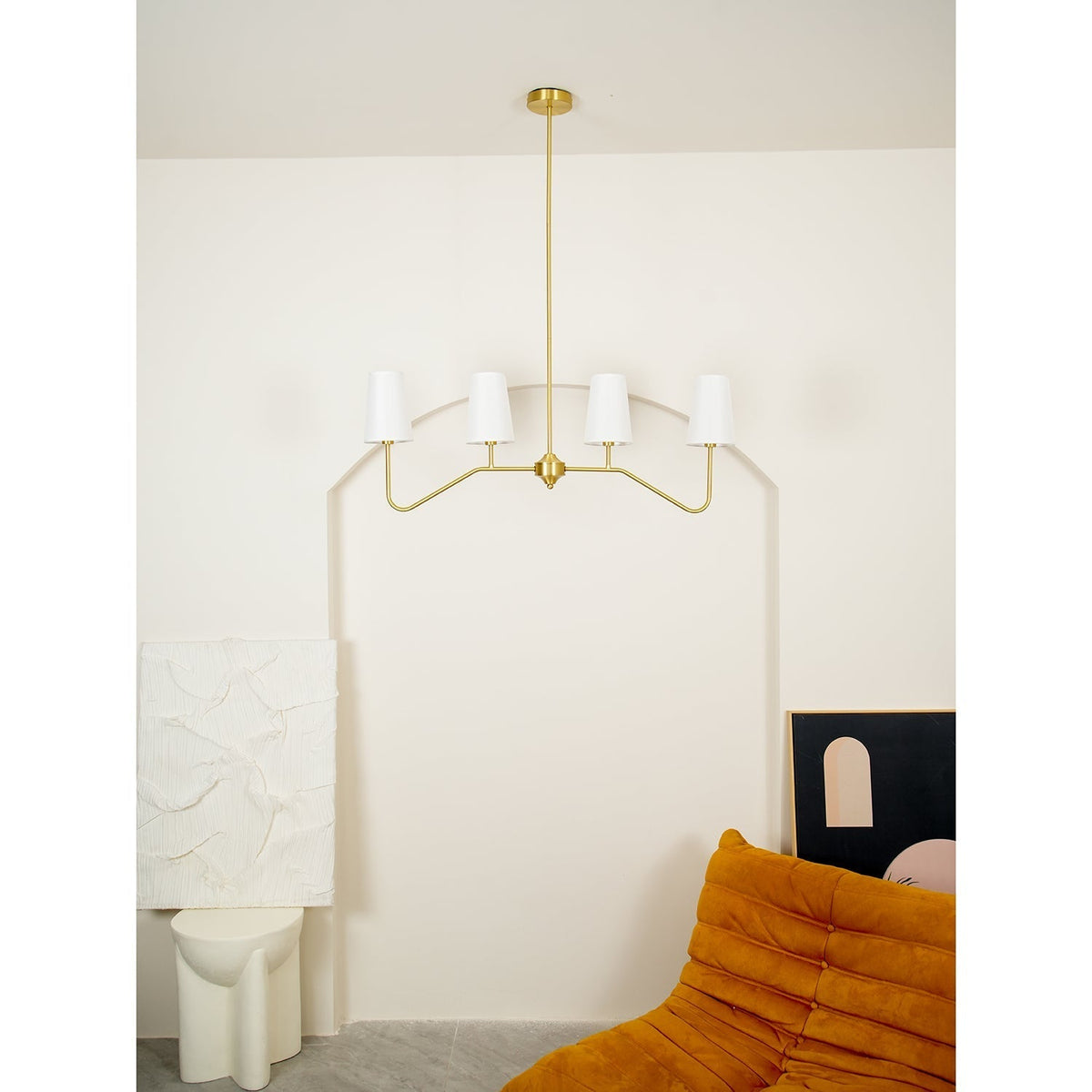 Oriinissa Kronleuchter Messing gebogen Beige linear