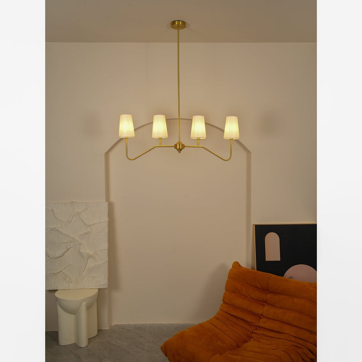 Oriinissa Kronleuchter Messing gebogen Beige linear