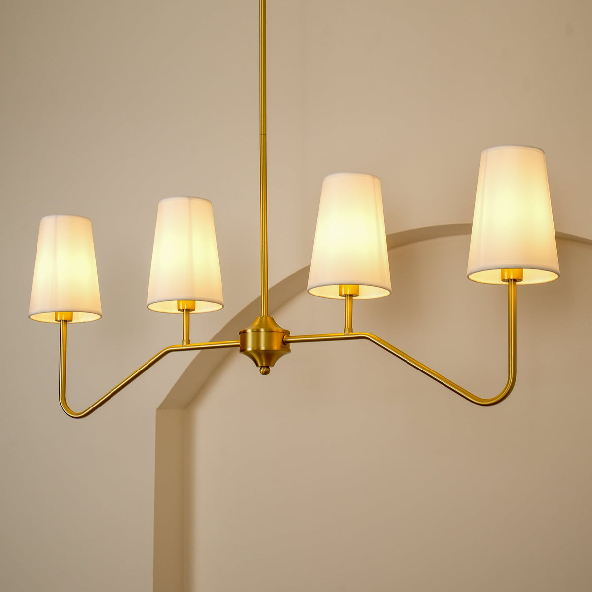 Oriinissa Kronleuchter Messing gebogen Beige linear