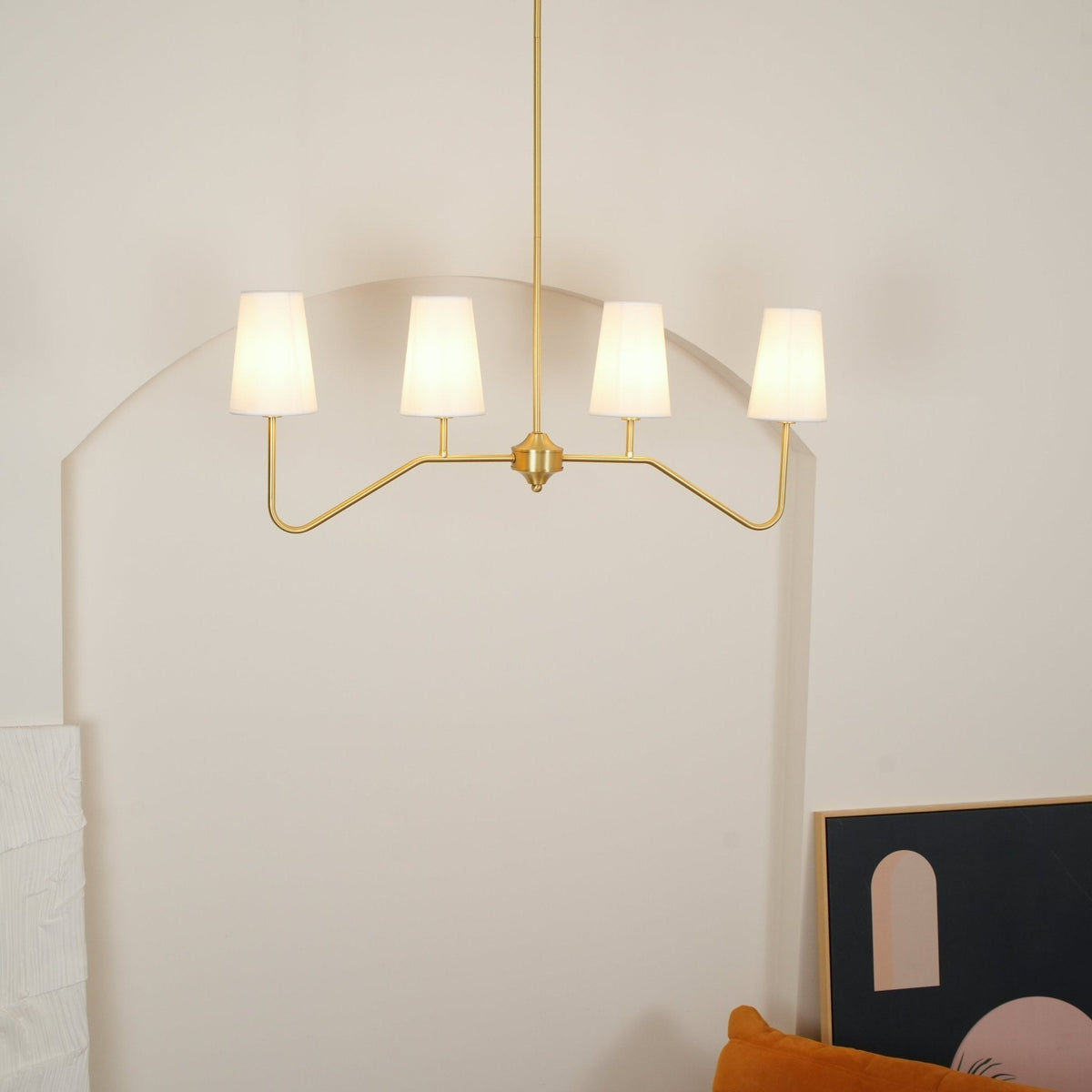 Oriinissa Kronleuchter Messing gebogen Beige linear