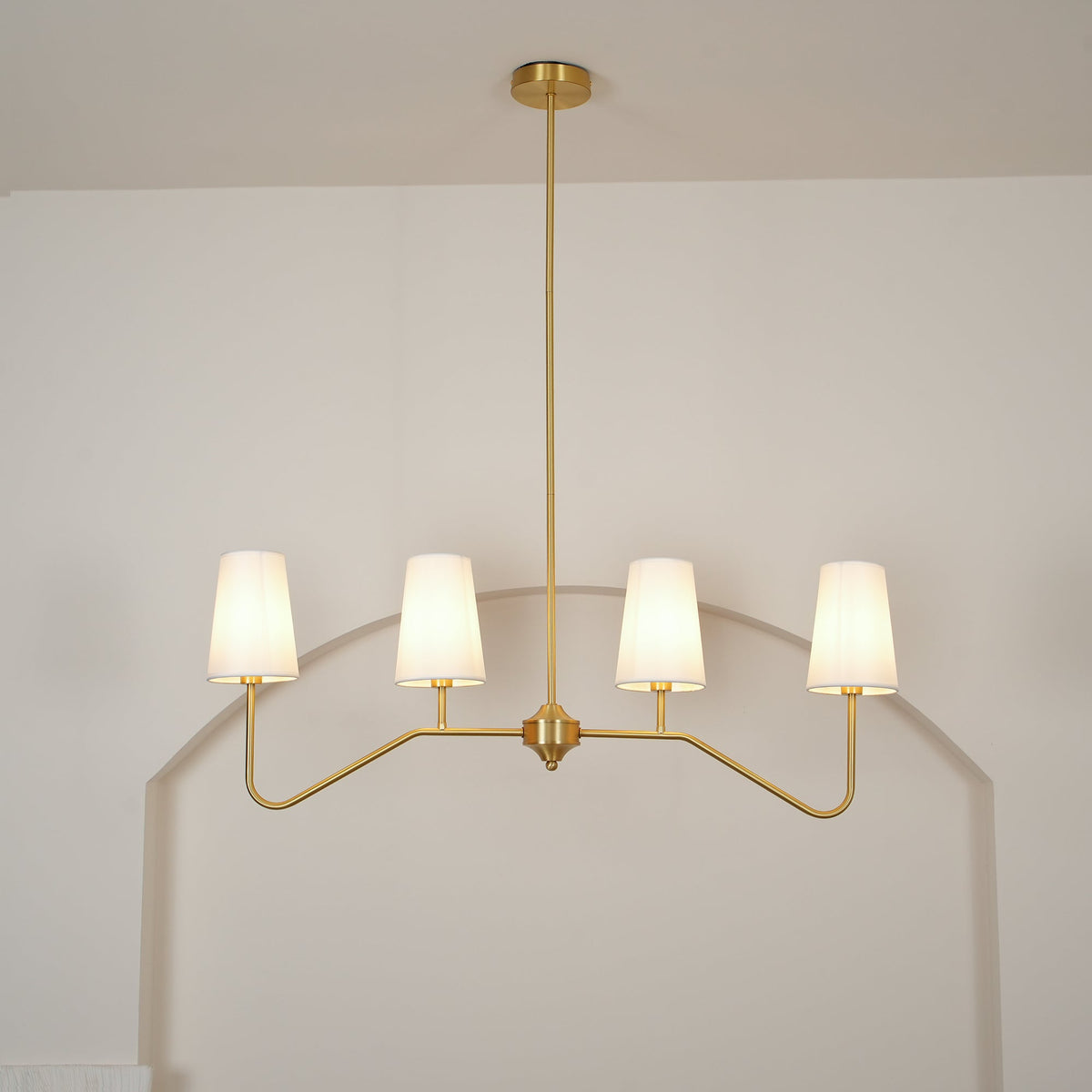 Oriinissa Kronleuchter Messing gebogen Beige linear