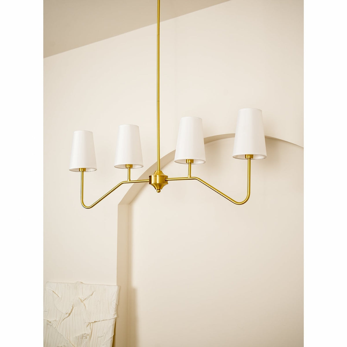 Oriinissa Kronleuchter Messing gebogen Beige linear