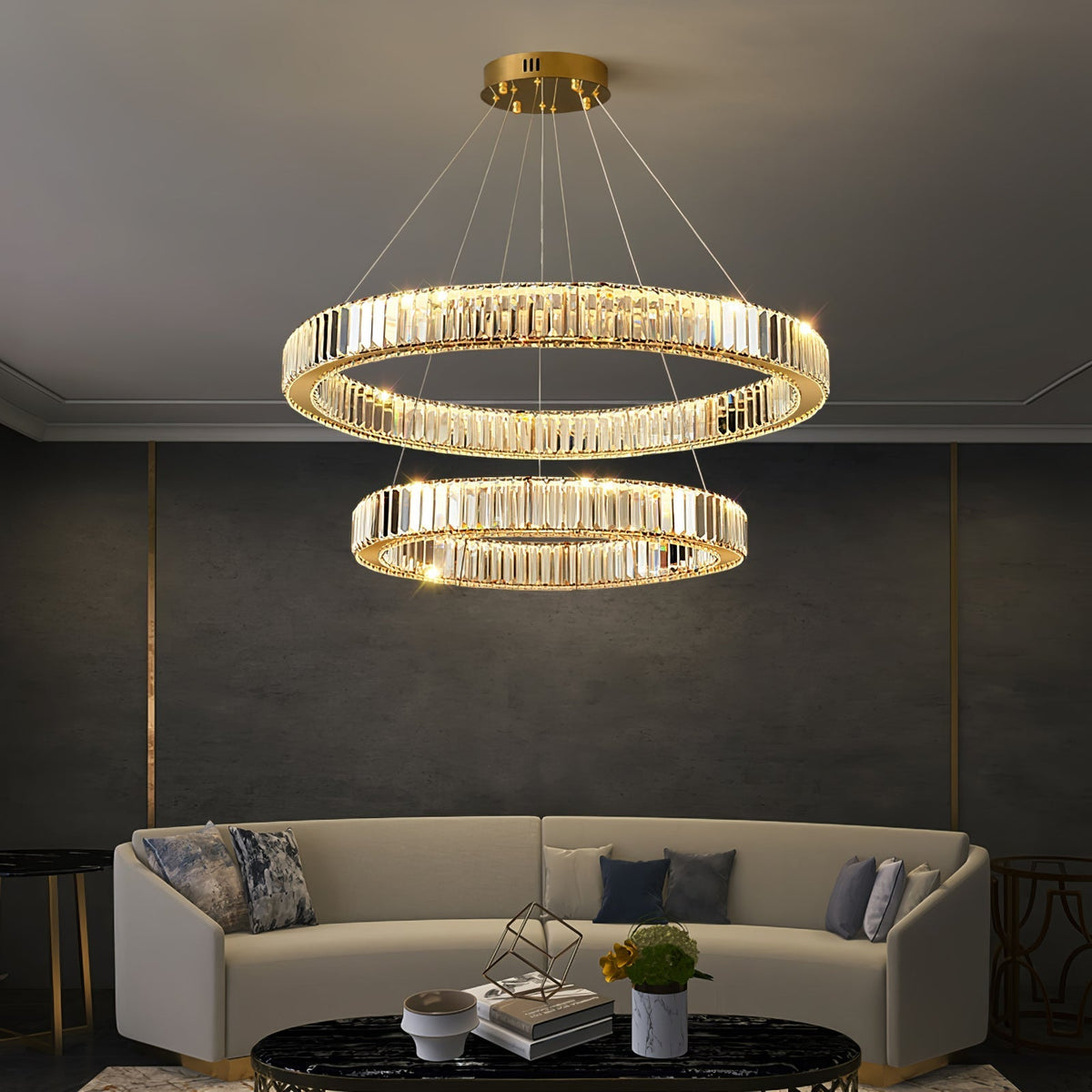 Cyrirelle Kronleuchter Gold Kristallring