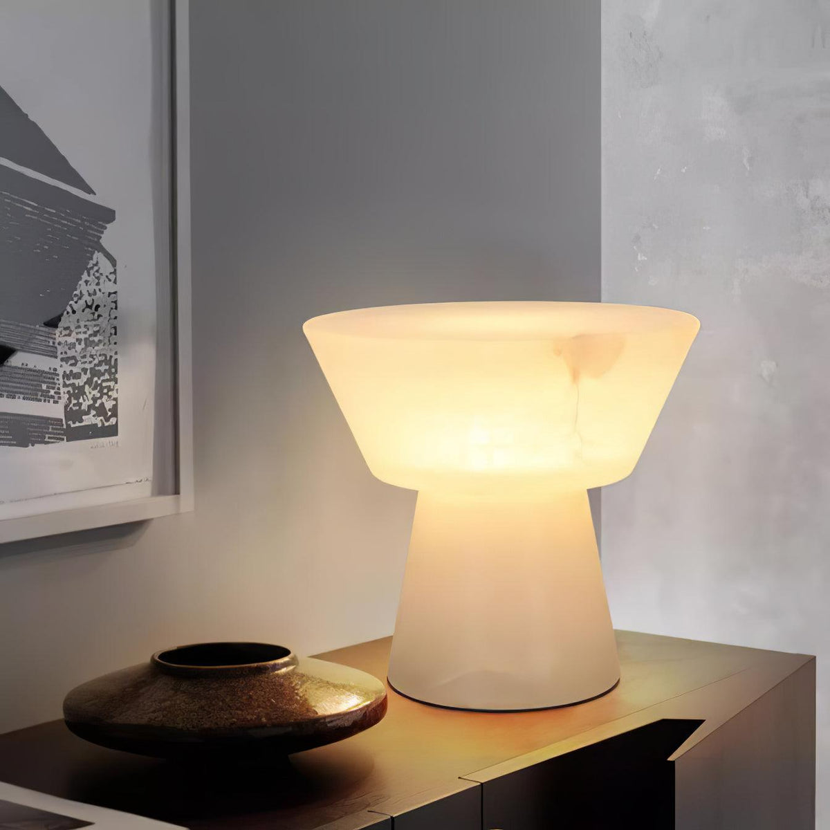 Ane Pedestal Alabaster Tischleuchte