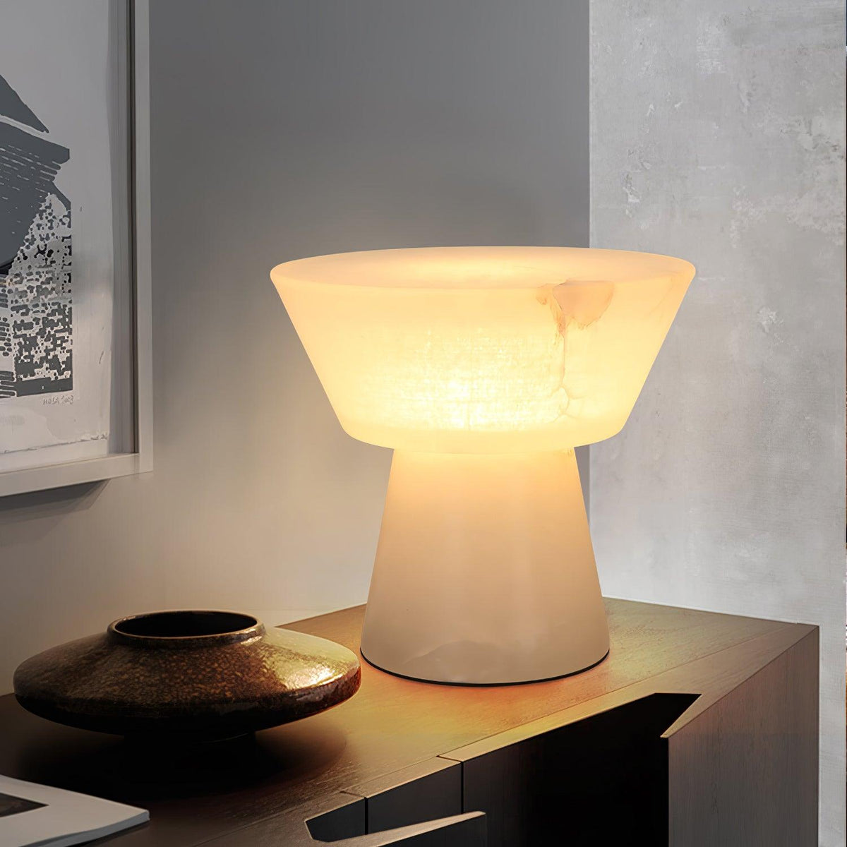 Ane Pedestal Alabaster Tischleuchte