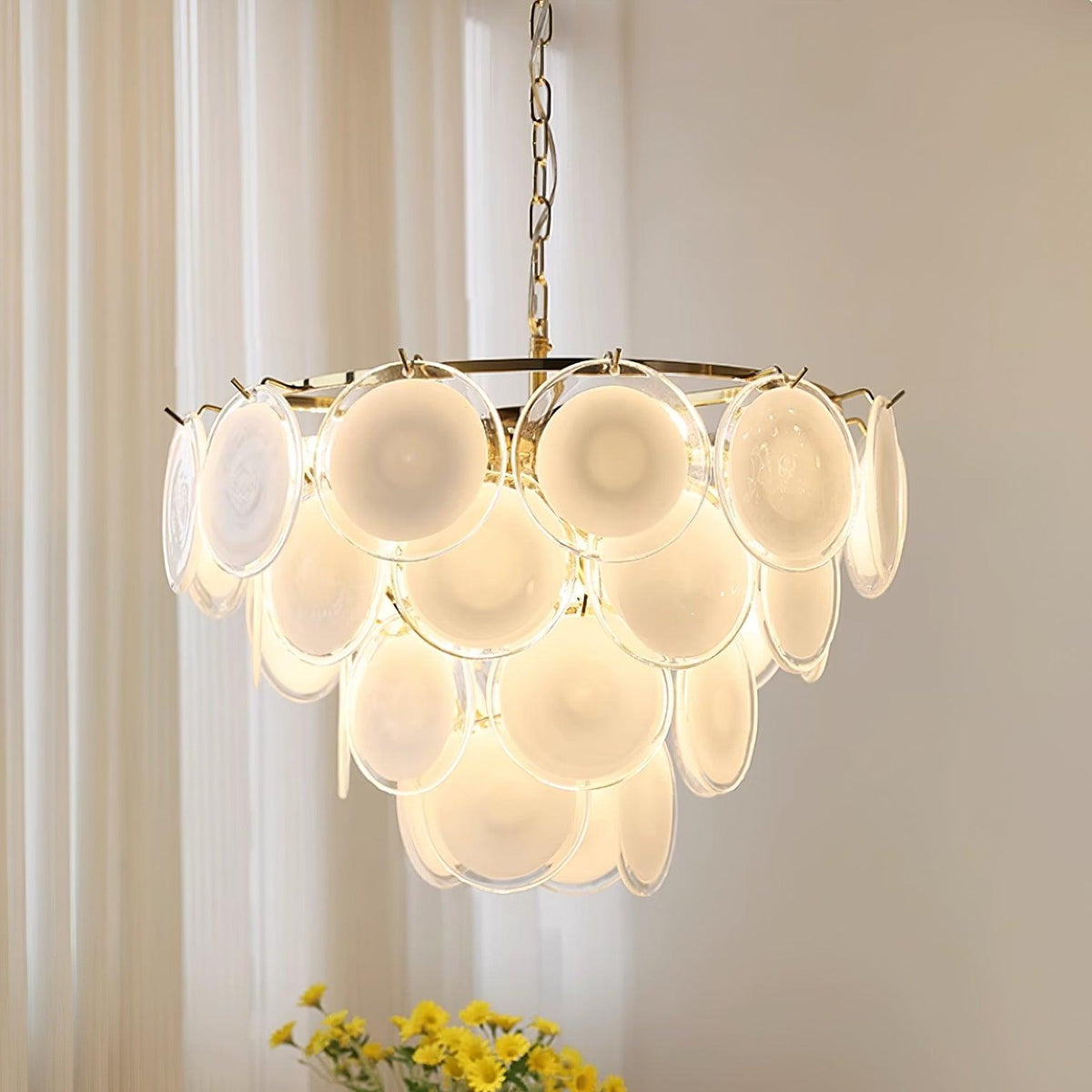 Lumirae Kronleuchter Kaskadierende Milchglas-Scheiben