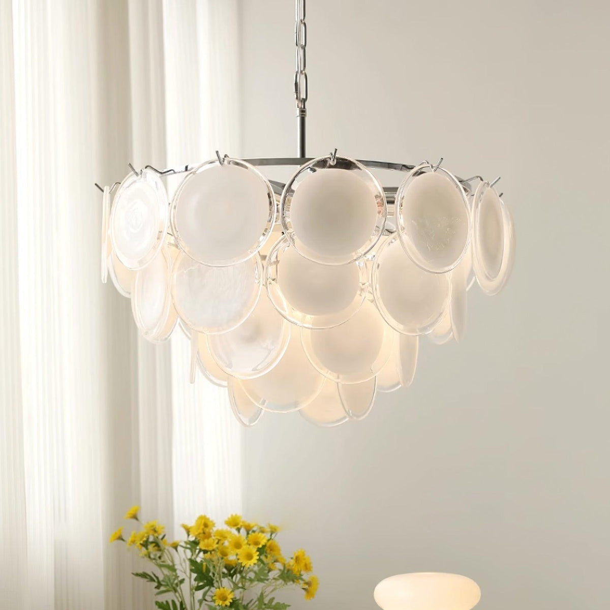Lumirae Kronleuchter Kaskadierende Milchglas-Scheiben