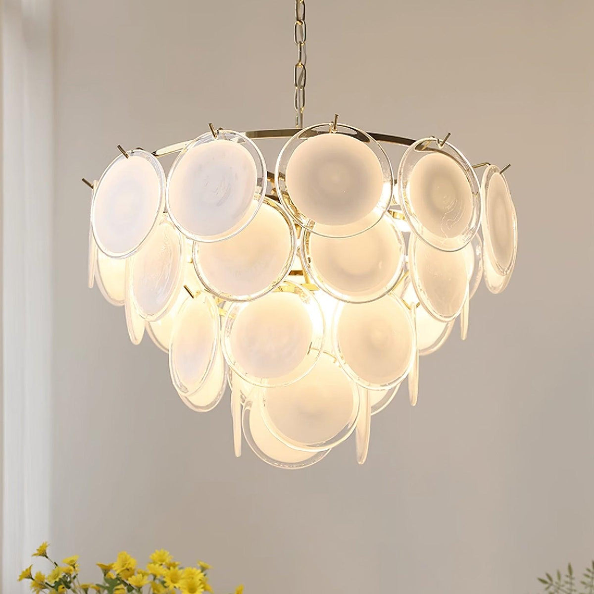 Lumirae Kronleuchter Kaskadierende Milchglas-Scheiben