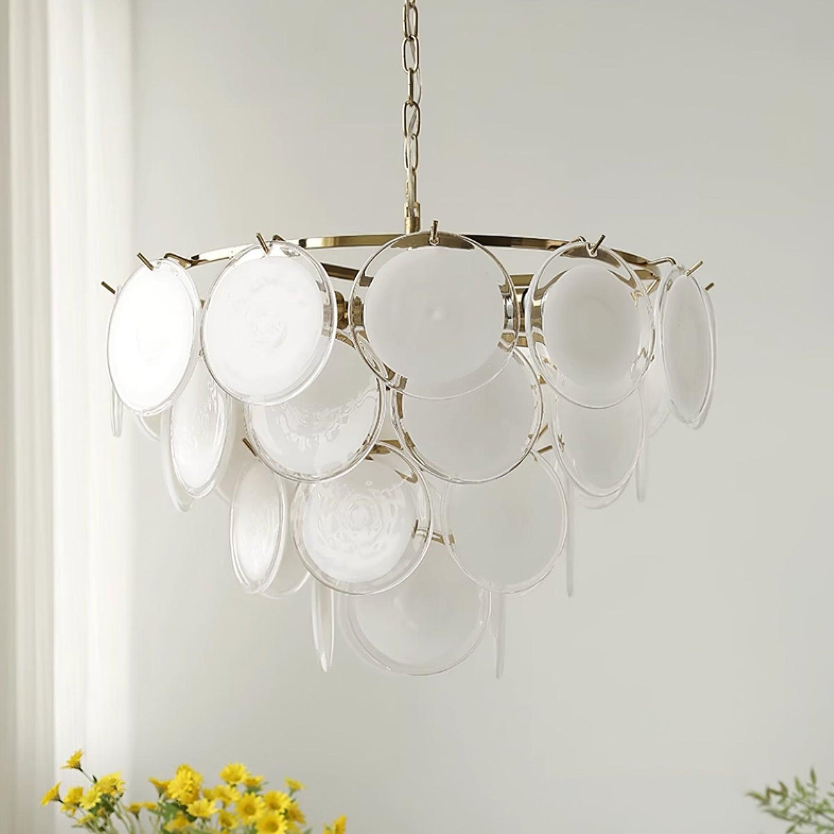 Lumirae Kronleuchter Kaskadierende Milchglas-Scheiben