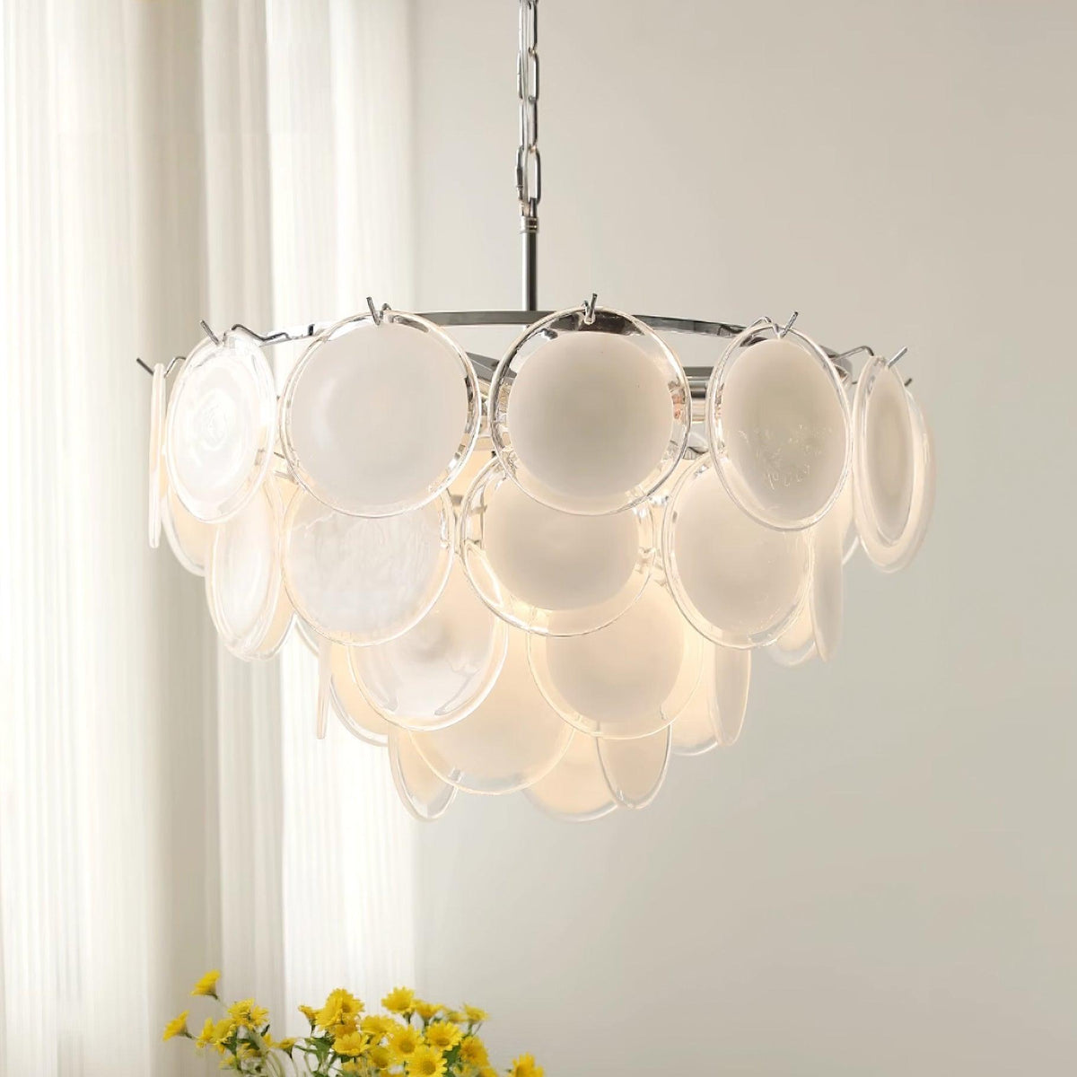 Lumirae Kronleuchter Kaskadierende Milchglas-Scheiben