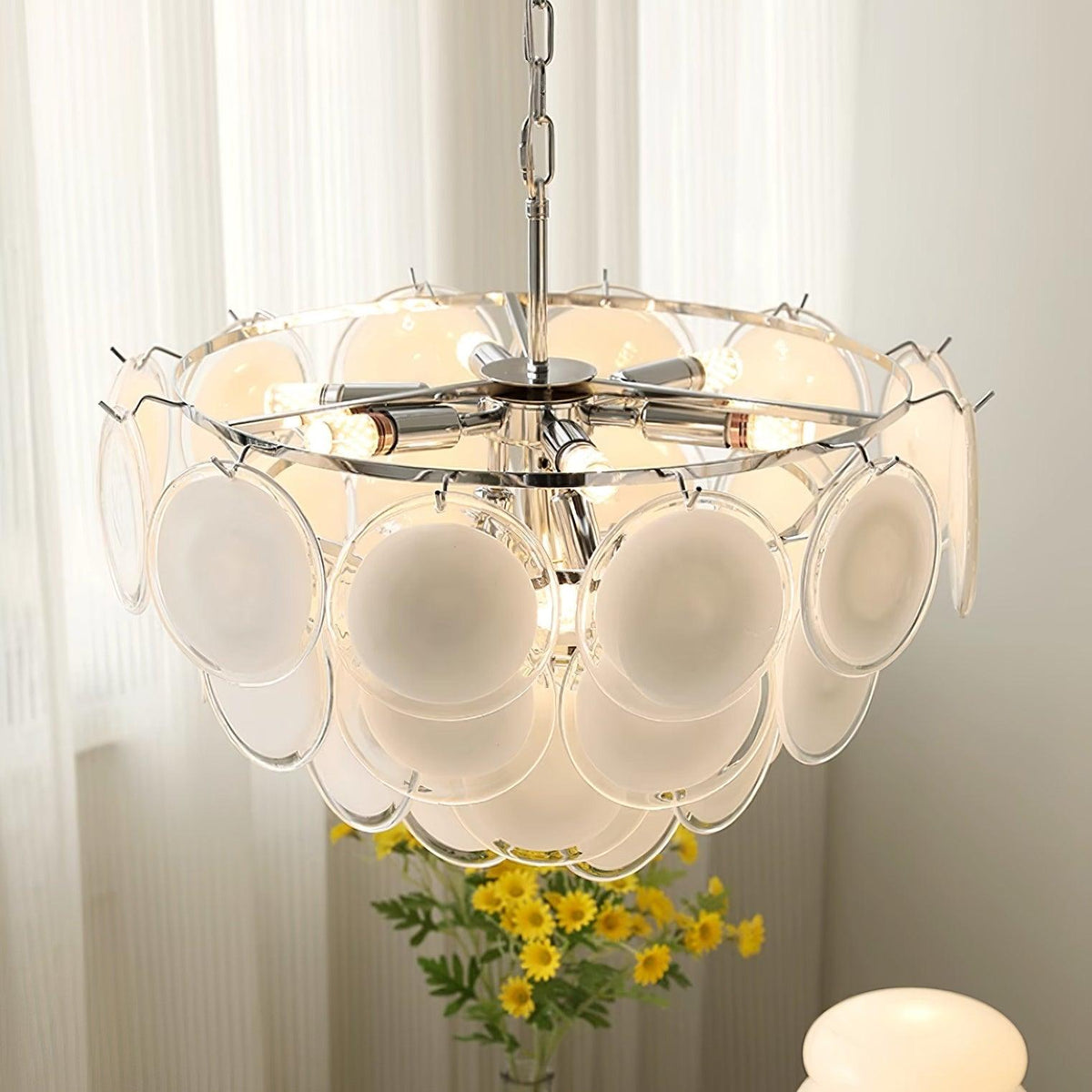 Lumirae Kronleuchter Kaskadierende Milchglas-Scheiben