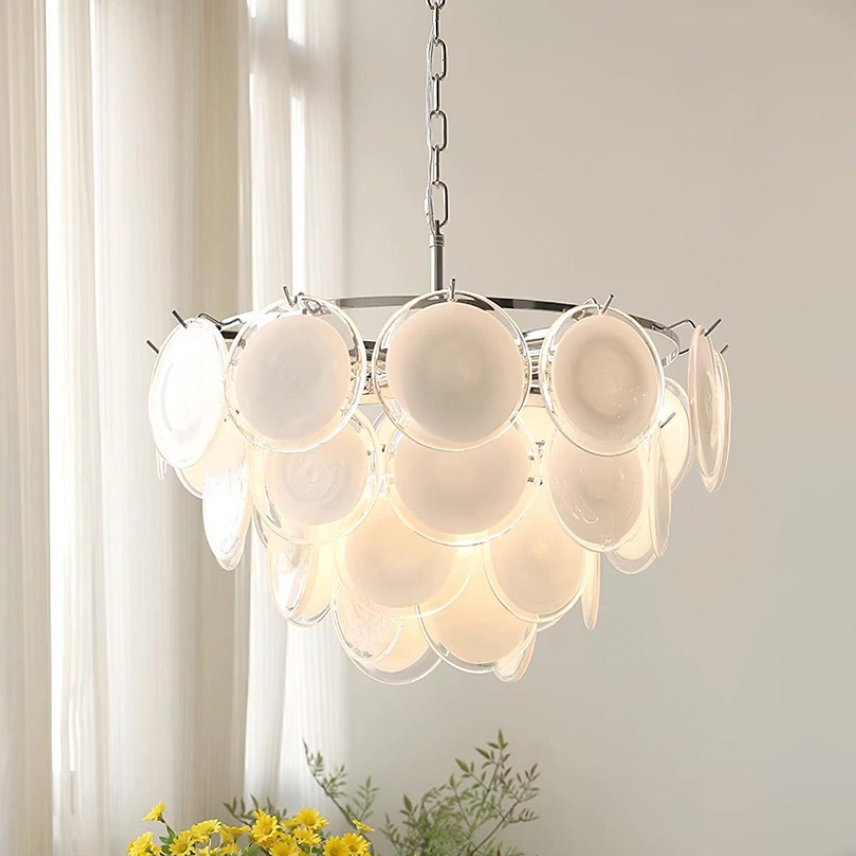 Lumirae Kronleuchter Kaskadierende Milchglas-Scheiben