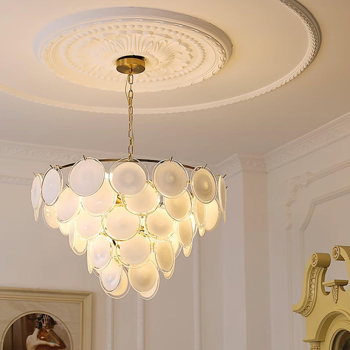 Lumirae Kronleuchter Kaskadierende Milchglas-Scheiben
