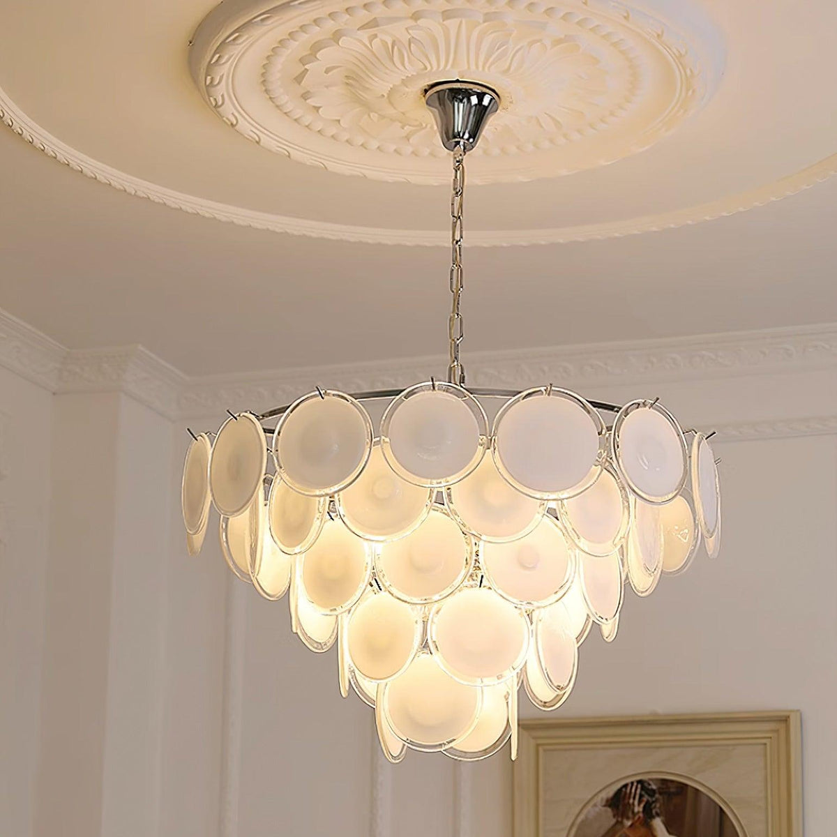 Lumirae Kronleuchter Kaskadierende Milchglas-Scheiben