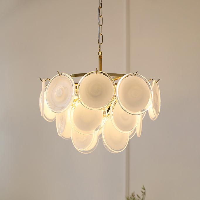 Lumirae Kronleuchter Kaskadierende Milchglas-Scheiben
