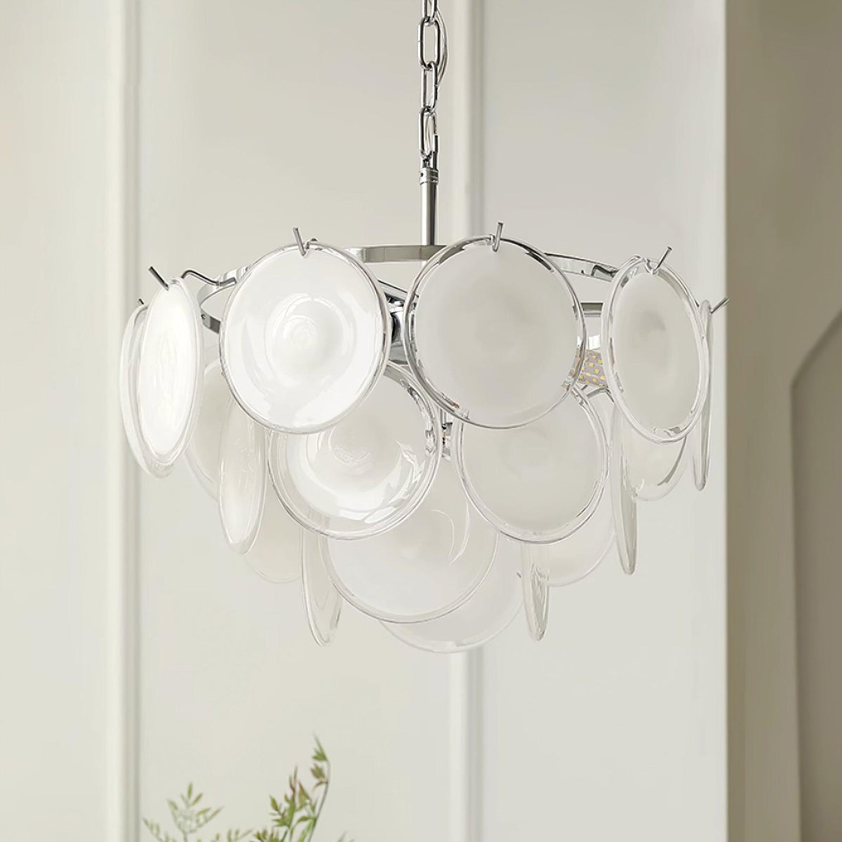 Lumirae Kronleuchter Kaskadierende Milchglas-Scheiben