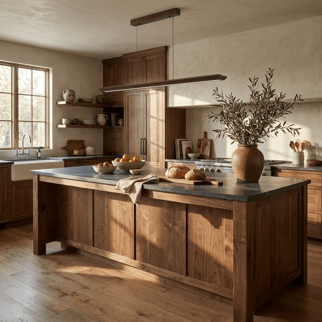 Waldenne lineare Pendelleuchte aus Holz