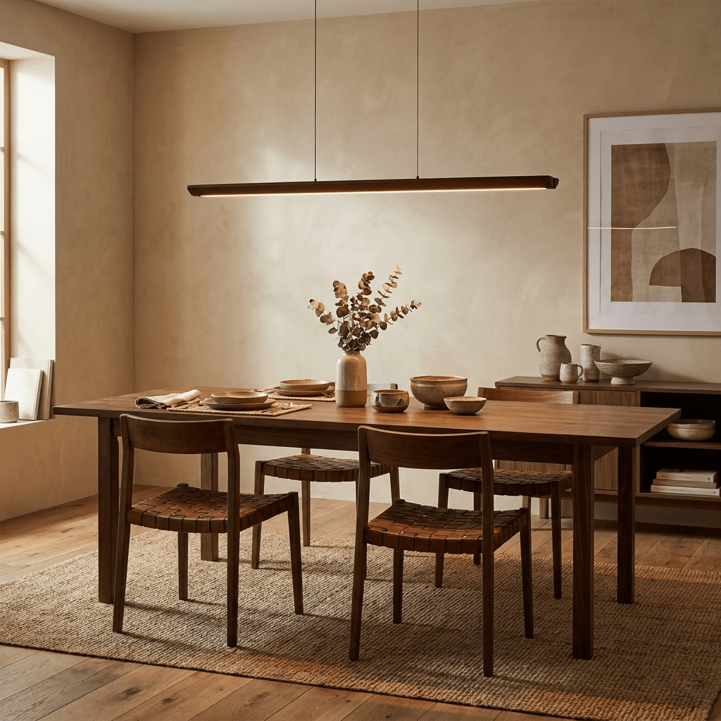 Waldenne lineare Pendelleuchte aus Holz