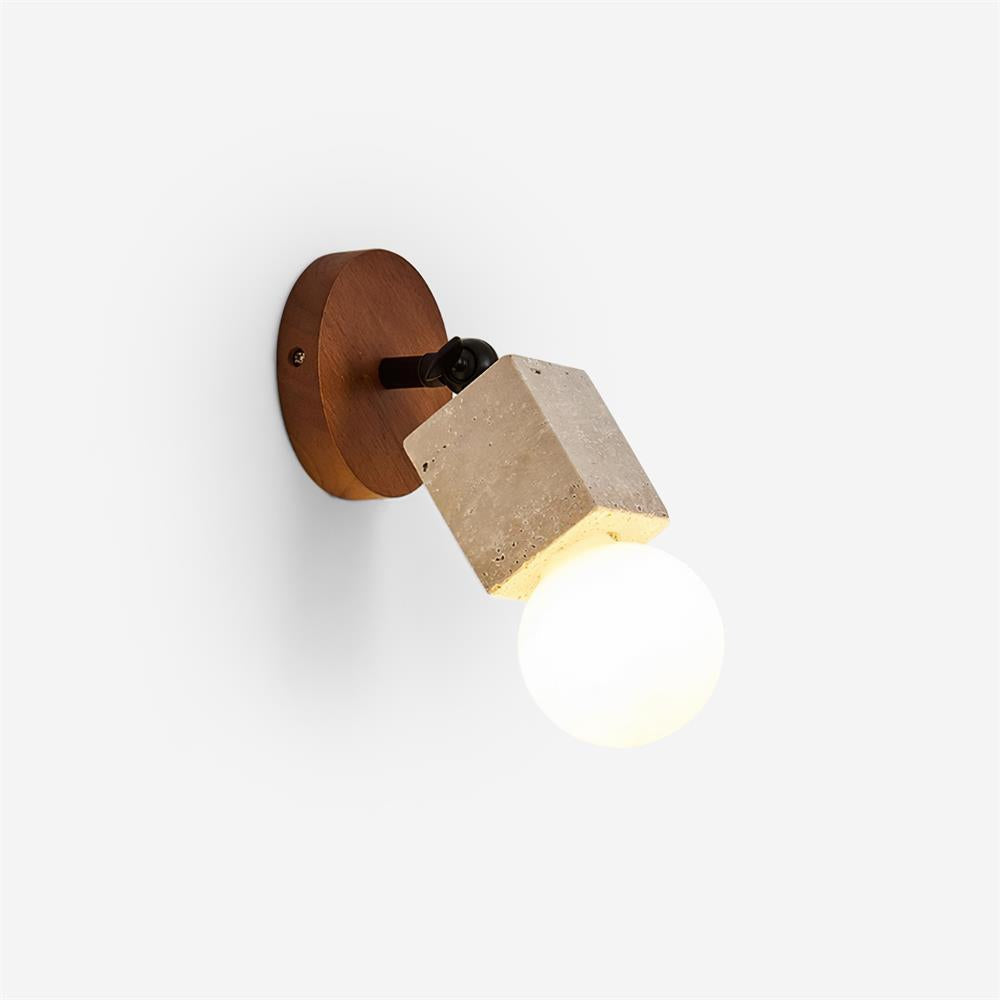 Tavaenne Cute Travertine Wandleuchte Holzplatte