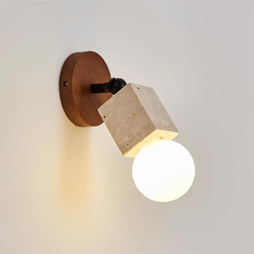 Tavaenne Cute Travertine Wandleuchte Holzplatte