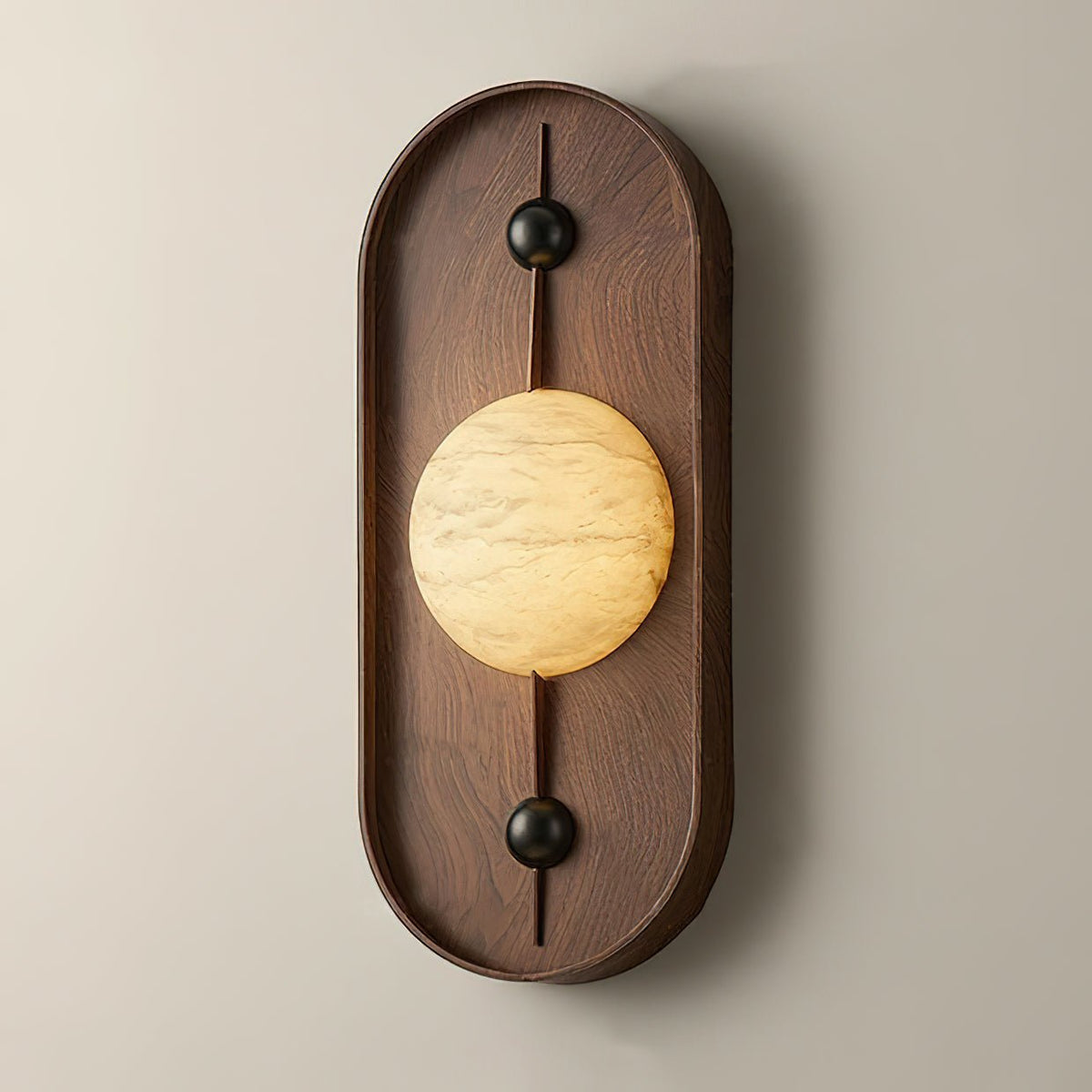 Nivuielle Oval Alabaster Holz Wandleuchte
