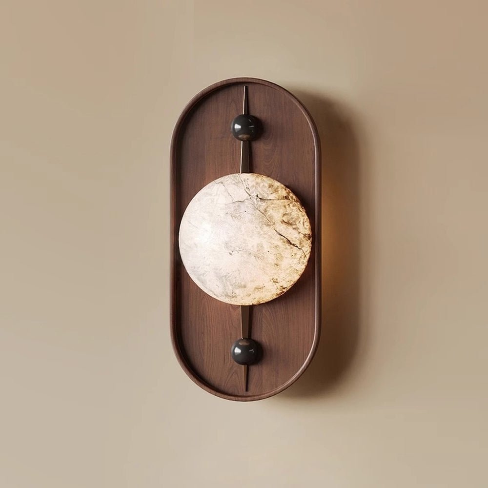 Nivuielle Oval Alabaster Holz Wandleuchte