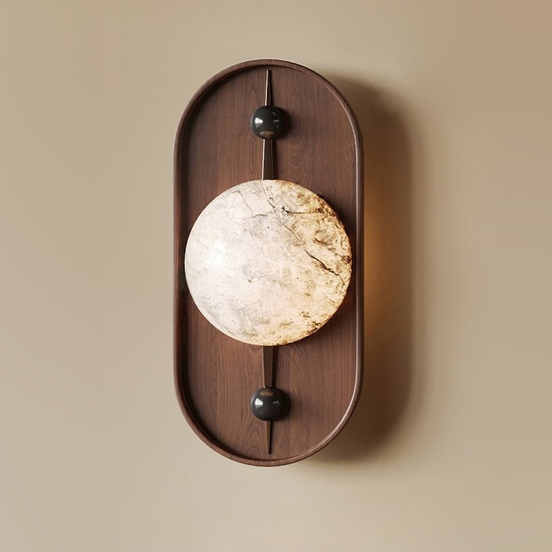 Nivuielle Oval Alabaster Holz Wandleuchte
