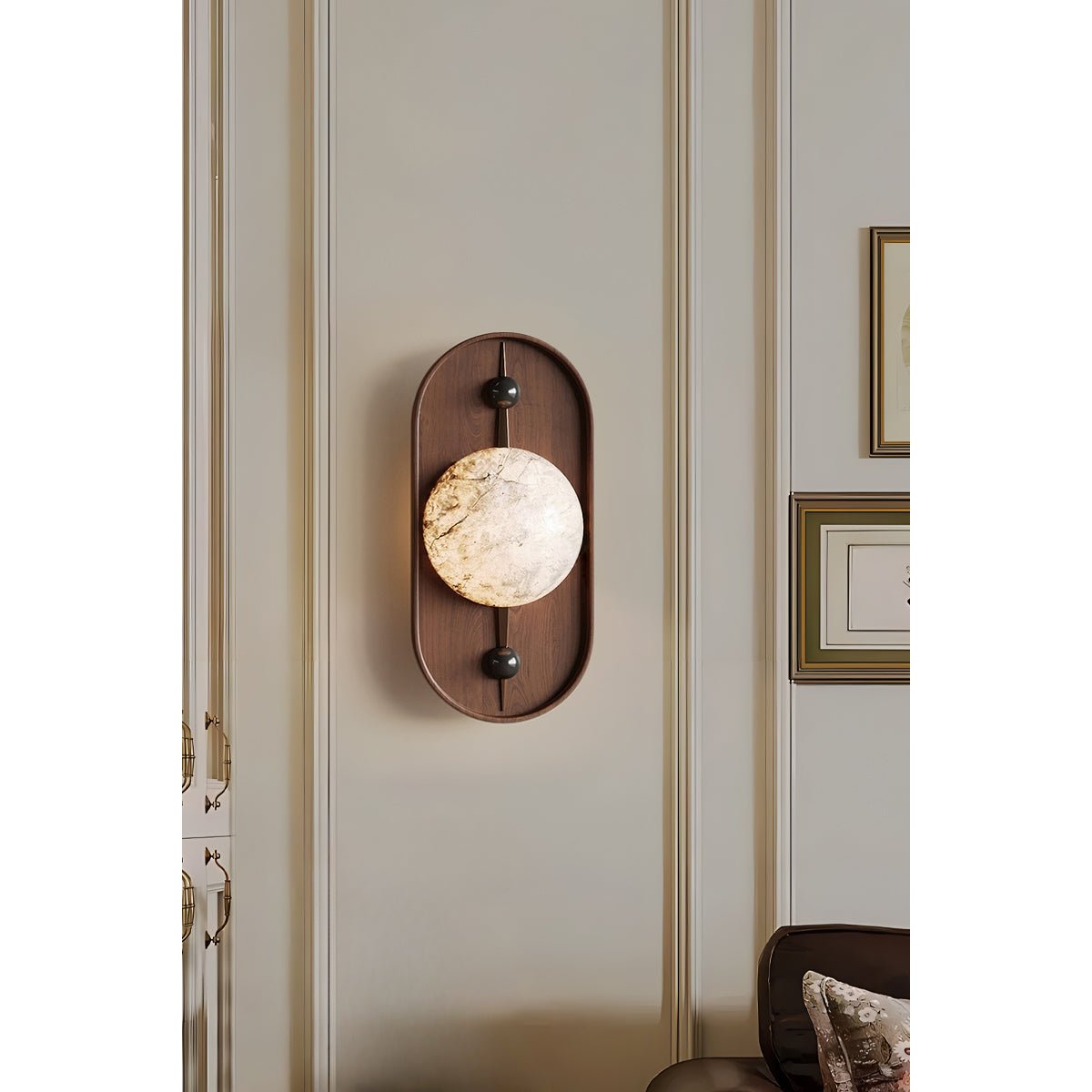 Nivuielle Oval Alabaster Holz Wandleuchte