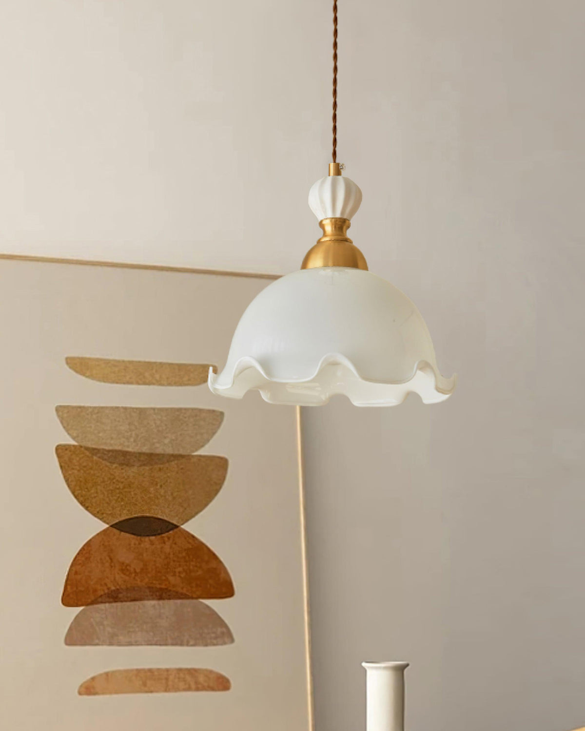 Pendelleuchte Wavy Edge Glas Lampenschirm Soft Glow Vintage Romantisch