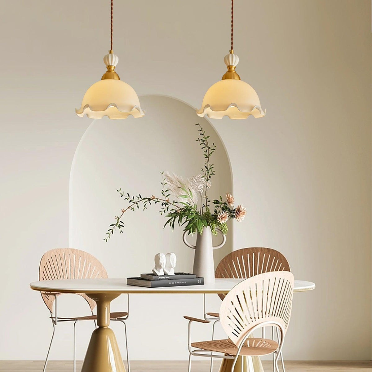 Pendelleuchte Wavy Edge Glas Lampenschirm Soft Glow Vintage Romantisch