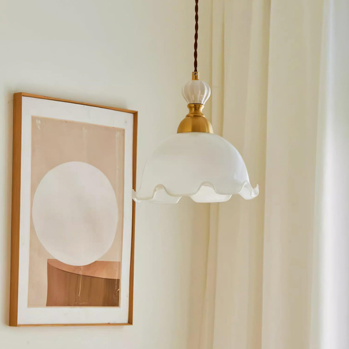 Pendelleuchte Wavy Edge Glas Lampenschirm Soft Glow Vintage Romantisch